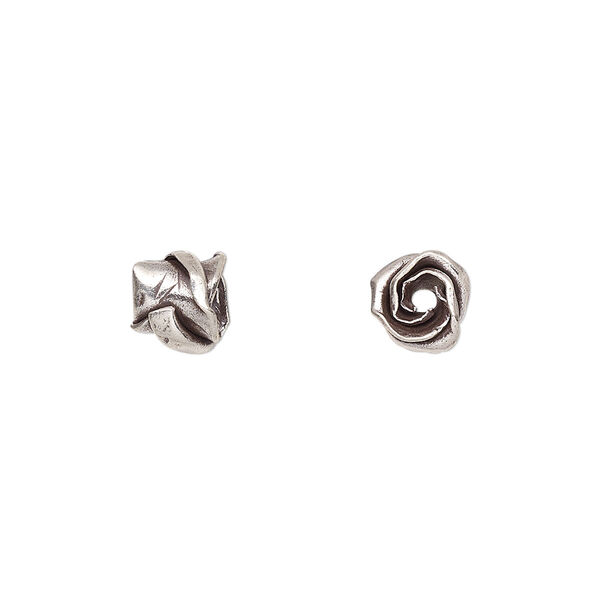 Bead, Hill Tribes, antiqued sterling silver, 7x6mm flower. Sold individually. image number 0