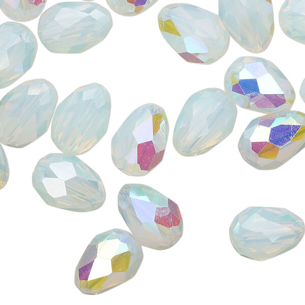 Bead Celestial Crystal® 1pkg40, 11X7.5mm-12X8mm teardrop / 66 facets, translucent frosted clear AB image number 0