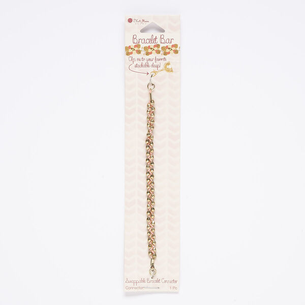Bracelet component, nylon / gold-finished "pewter" (zinc-based alloy) / steel, pink, 7mm braided, 6 inches. Sold individually. image number 0