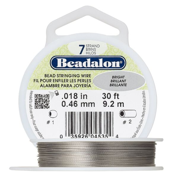 Wire, Beadalon®, nylon and stainless steel, bright, 7 strand, 0.018-inch diameter. Sold per 30-foot spool. image number 0