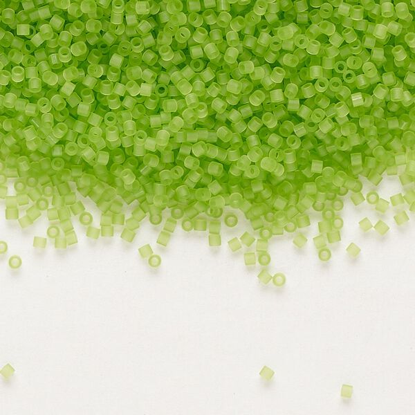 Seed bead, Delica®, glass, pkg/250g, #15 round, translucent matte lime (DBS-1266). image number 0