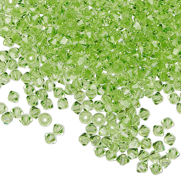 Bead 1440pk peridot, Preciosa Czech crystal 3mm bicone image number 0