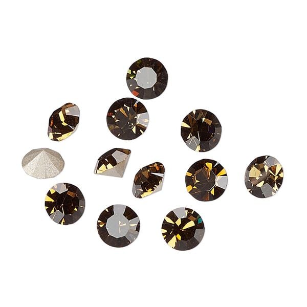 Chaton 288pk smoked topaz foil back, Preciosa MAXIMA Czech crystal rhinestone 6.14-6.32mm 15-cut faceted round SS29 image number 0