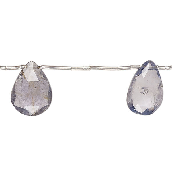 Iolite 1pkg5, hand-cut top-drilled faceted puffed teardrop bead natural 12x7mm-18x11mm image number 0
