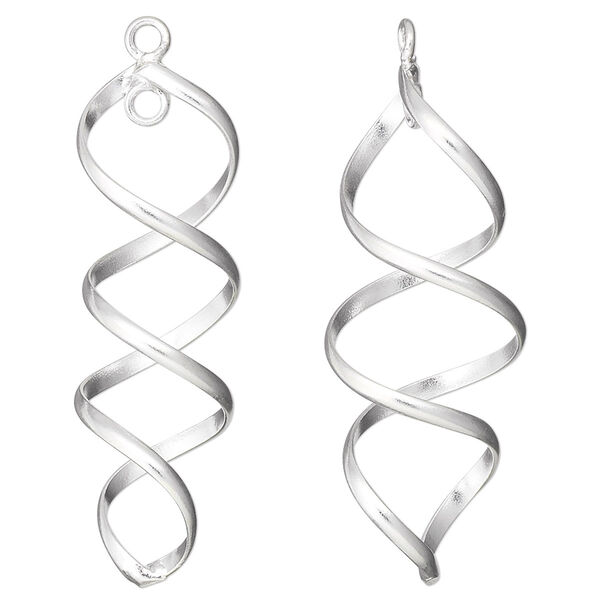 Focal, sterling silver, 47x11mm double spiral and loop. Sold per pkg of 2. image number 0