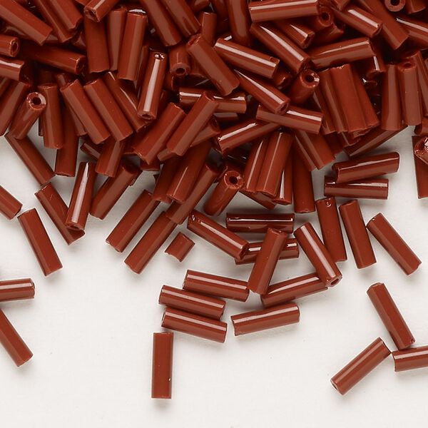 Bead, Preciosa Ornela Czech glass, bugle bead, pkg/500g, #3, opaque brown, (13600). image number 0