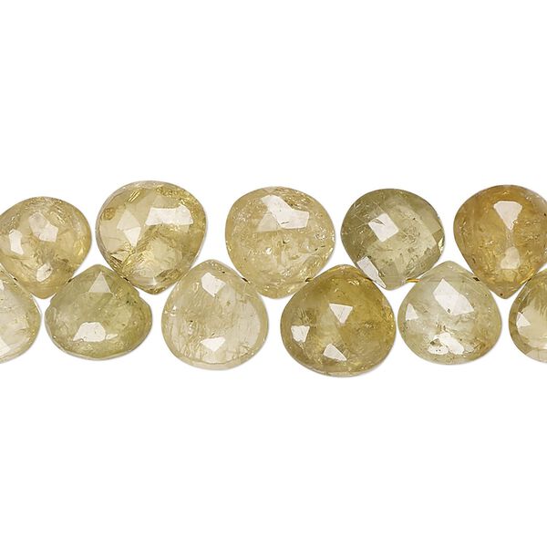 Grossularite garnet 1pkg1, hand-cut top-drilled faceted puffed teardrop bead natural 8 inch 8x8mm-10x9mm image number 0