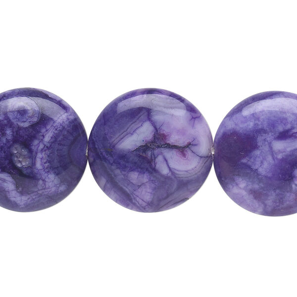 Crazy lace agate 1pkg1, puffed flat round bead 8 inch 20mm image number 0