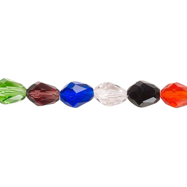 Bead Celestial Crystal® 1pkg60, 8x6mm teardrop / 66 facets, opaque to transparent multicolored image number 0
