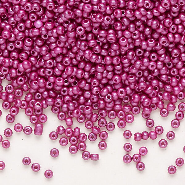 Seed bead, Preciosa Ornela Czech glass, pkg/50g, #11 rocaille, opaque PermaLux dyed purple chalkwhite, (22013). image number 0