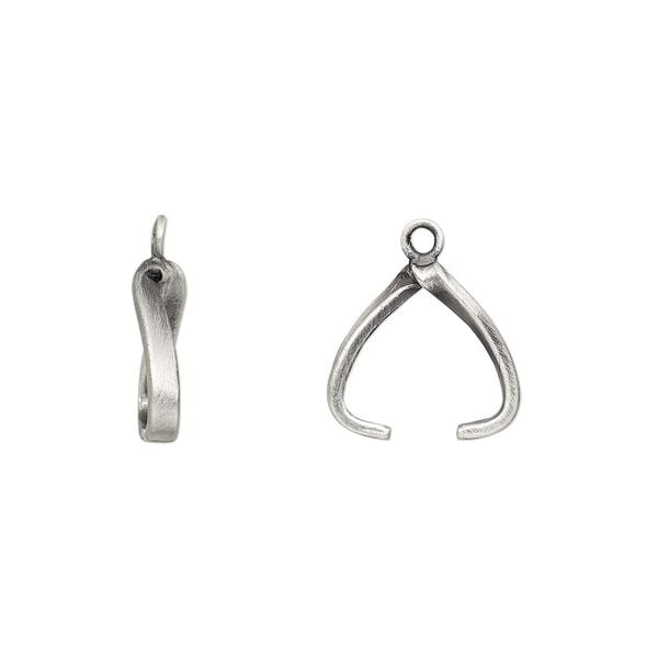 Bail, ice-pick earring, antique silver-plated brass, 12x2mm with 9mm grip length. Sold per pair. image number 0
