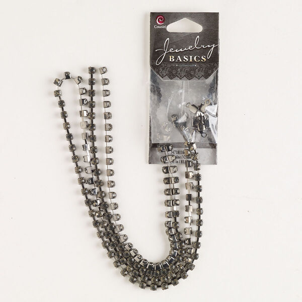 Cupchain, gunmetal-finished brass and glass, topaz, 3mm wide, 32 inches with (8) connectors. Sold individually. image number 0