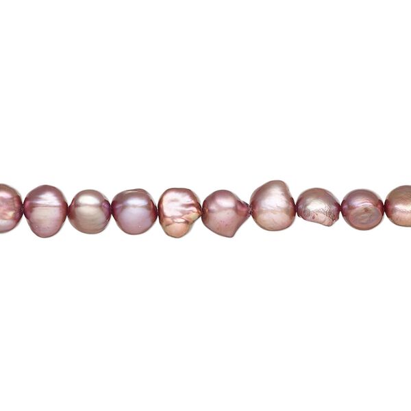 Pearl, cultured freshwater (dyed), dusty rose, 4-6mm flat-sided potato, D grade, Mohs hardness 2-1/2 to 4. Sold per 15-inch strand. image number 0