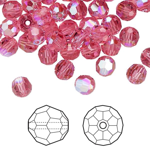 Bead 360pk rose shimmer, Swarovski® 6mm round 5000 image number 0