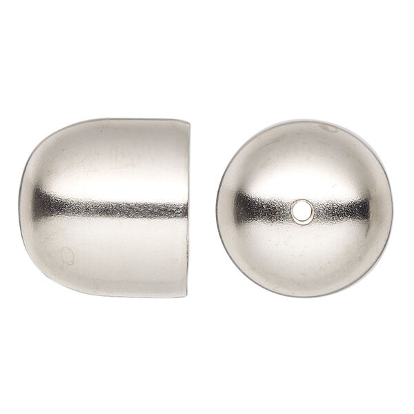 Bell component, lacquered imitation rhodium-plated carbon steel, 20x19mm with 18.5mm inside diameter. Sold per pkg of 6. image number 0