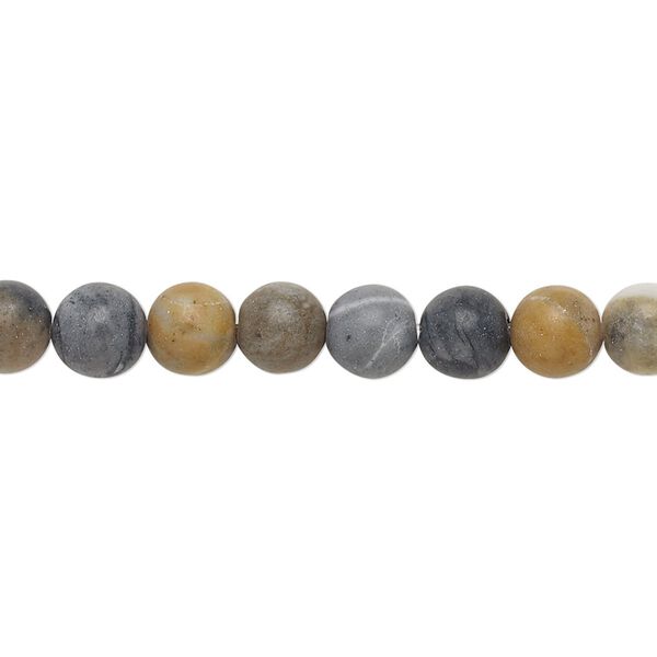 Picasso "jasper" 1pkg1, matte round bead natural 15.5-16 inch 6mm image number 0