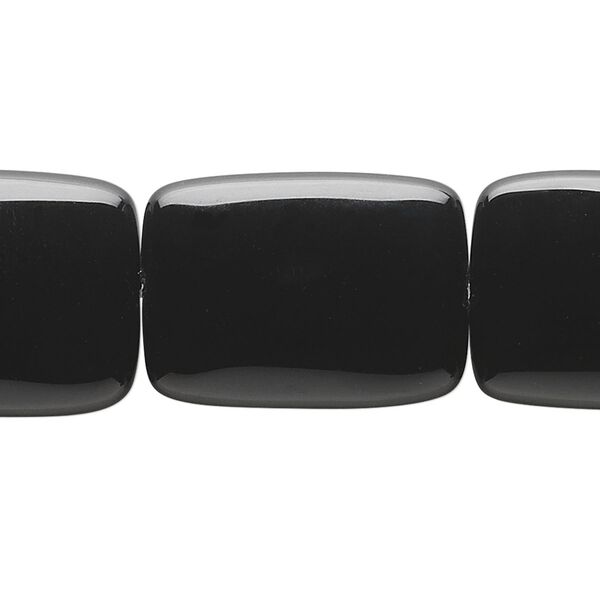 Black onyx 1pkg1, puffed pillow bead 15.5-16 inch 25x18mm image number 0