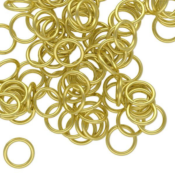 Jump ring, brass, 8mm round, 6.2mm inside diameter, 18 gauge. Sold per pkg of 100. image number 0
