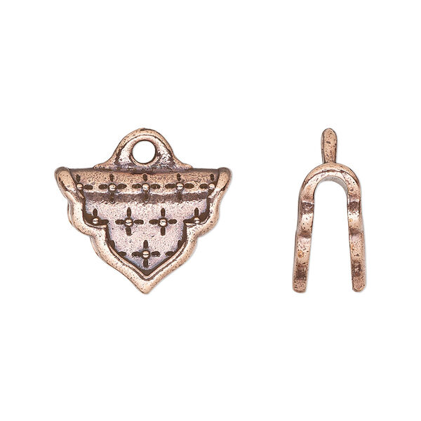 Crimp end, TierraCast®, antique copper-plated pewter (tin-based alloy), 18.5x13mm Marrakesh, 3.7mm inside diameter. Sold per pkg of 10. image number 0