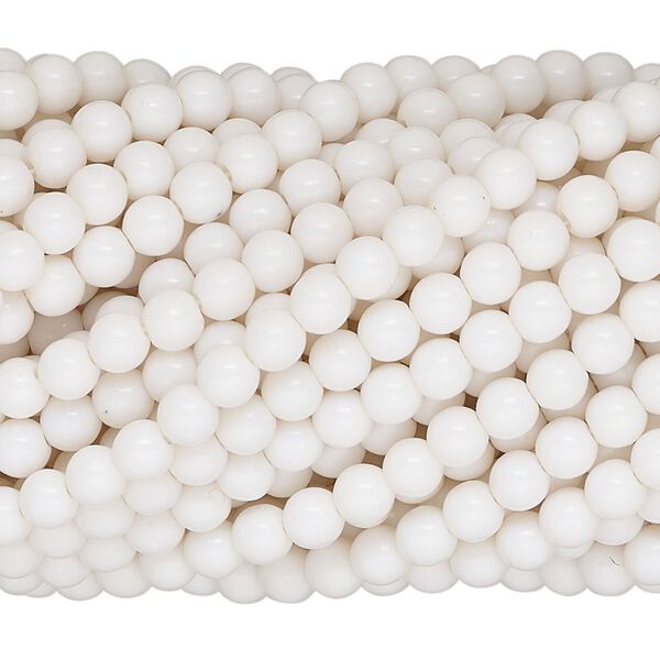 Bead, acrylic, cream, 4mm round. Sold per hank, approximately 4,800 beads. image number 0