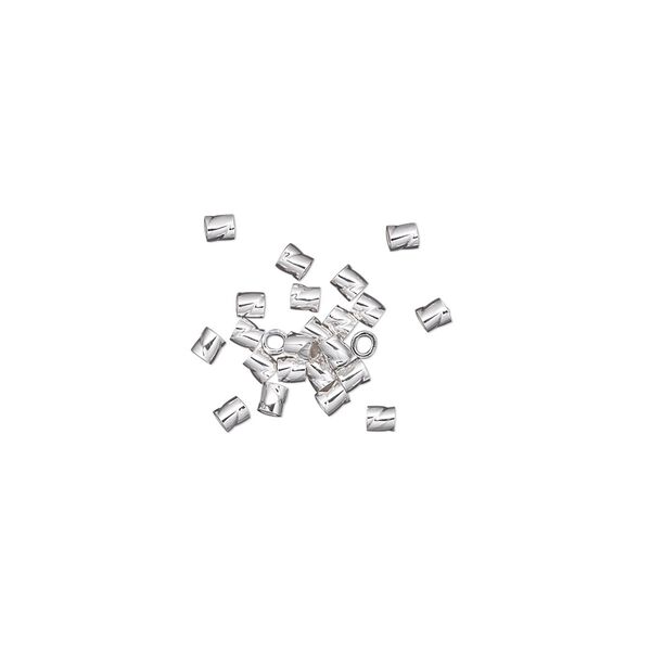 Crimp, sterling silver, 2mm twisted, 0.8mm inside diameter. Sold per pkg of 25. image number 0