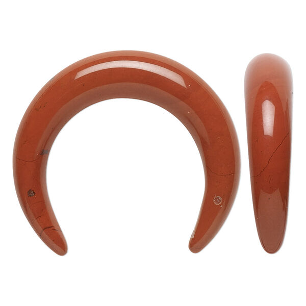 Red jasper 1pkg1, hand-cut undrilled naja moon focal natural 32x28mm-34x30mm / 7-8mm image number 0