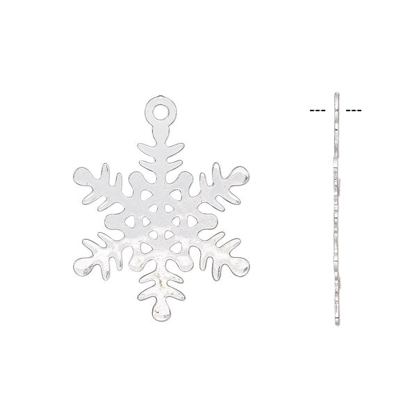 Charm, silver-finished brass, 22x22mm double-sided snowflake. Sold per pkg of 10. image number 0