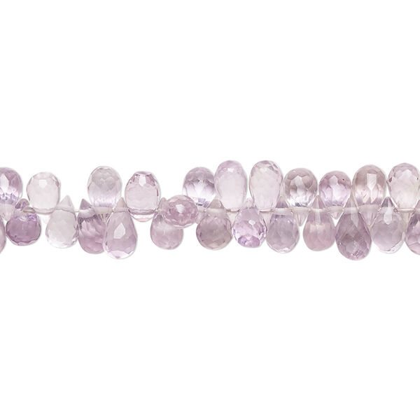 Lavender amethyst 1pkg1, hand-cut top-drilled faceted teardrop bead natural 8.5 inch 5x3mm-7x4mm image number 0