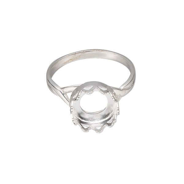 Ring, sterling silver, 11.5mm wide with 10mm round cabochon bezel setting, size 9. Sold individually. image number 0