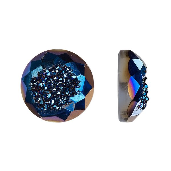 Druzy agate 1pkg1, hand-cut calibrated faceted round cab 16mm image number 0