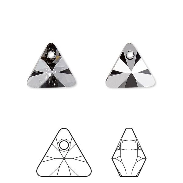Drop 12pk crystal silver night, Crystal Passions® 12mm pendant mini triangle 6628 image number 0