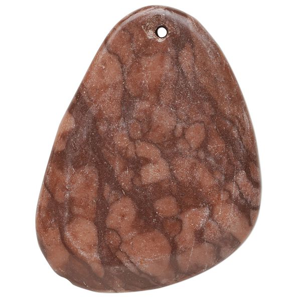 Brown zebra stone 1pkg1, puffed freeform flat back focal natural 41x33mm-45x36mm image number 0