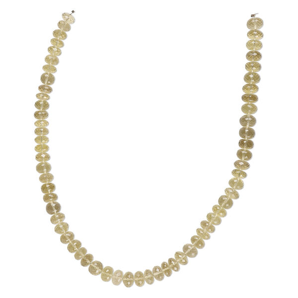 Lemon quartz 1pkg1, hand-cut micro-faceted rondelle bead 15 inch graduated 7x4mm-10x8mm image number 0