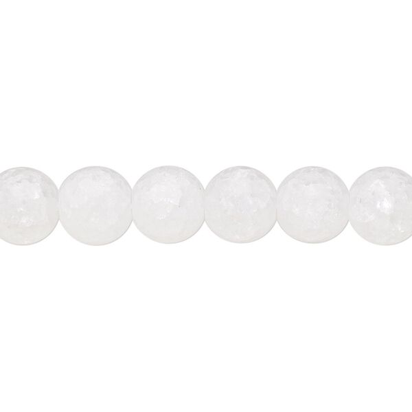 Bead, crackle glass, opaque matte white, 8mm round. Sold per 15-1/2" to 16" strand. image number 0
