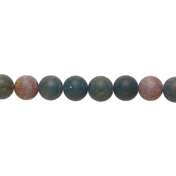 Indian bloodstone 1pkg1, matte round bead natural 8 inch 6mm image number 0