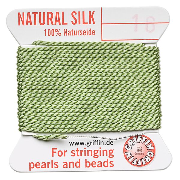 Thread, Griffin, silk, jade green, size #16. Sold per 2-meter card (approximately 78 inches). image number 0