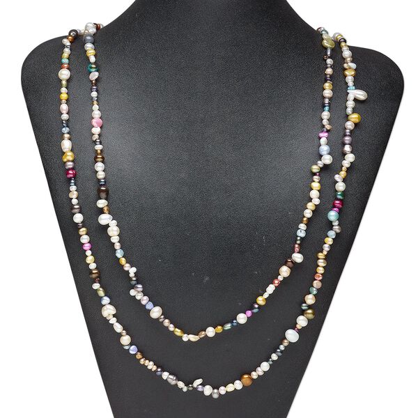 Pearl 1pkg1 cultured freshwater, 4mm-18x9mm mixed shapes, 52 inch continuous mixed colors image number 0