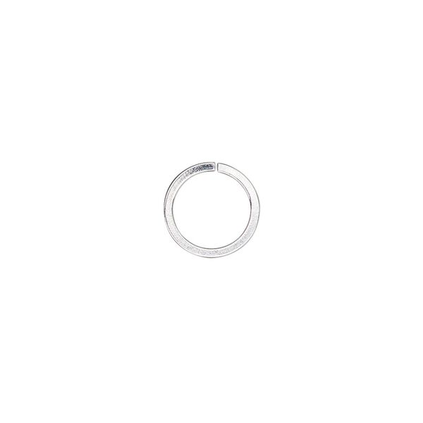 Jump ring, silver-plated brass, 10mm round square wire, 8mm inside diameter, 18 gauge. Sold per pkg of 50. image number 0
