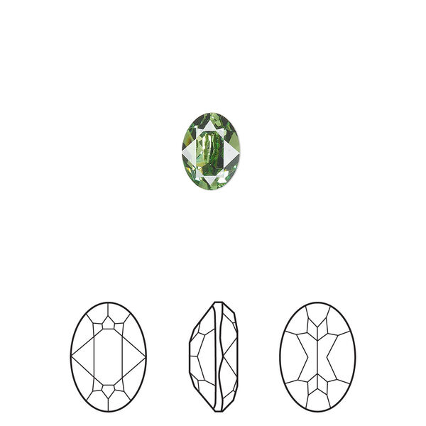 Fancy stone 180pk peridot foil back, Swarovski® ReCreated™ 8x6mm oval 4120 image number 0