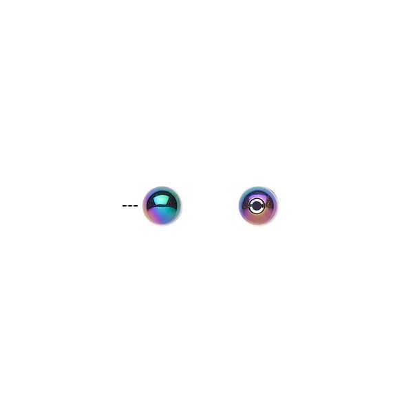 Hemalyke™ 1pkg4, electroplated half-drilled round bead 4mm image number 0