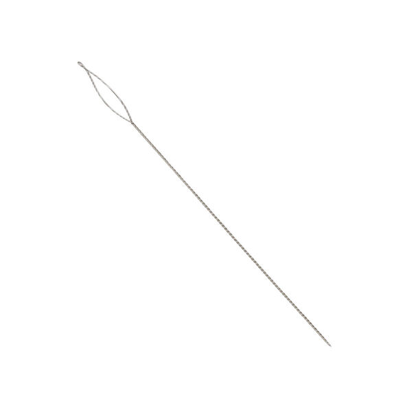 Needle, Beadalon®, stainless steel, pkg/4, 2-1/2 inches, medium, 0.36mm width, collapsible-eye twisted wire. image number 0