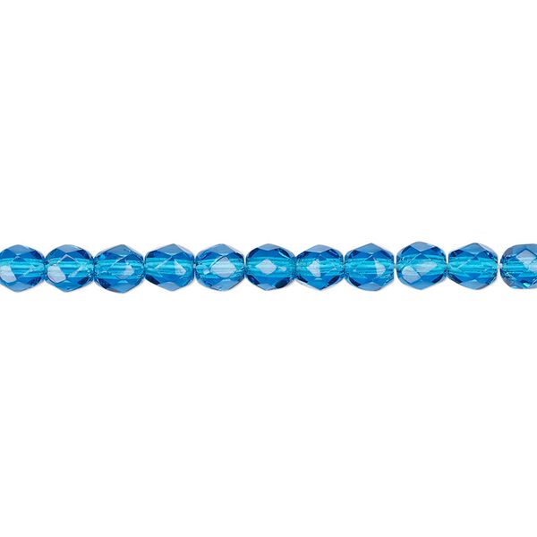Bead, Czech fire-polished glass, dark aqua, 4mm faceted round. Sold per pkg of 1,200 (1 mass). image number 0