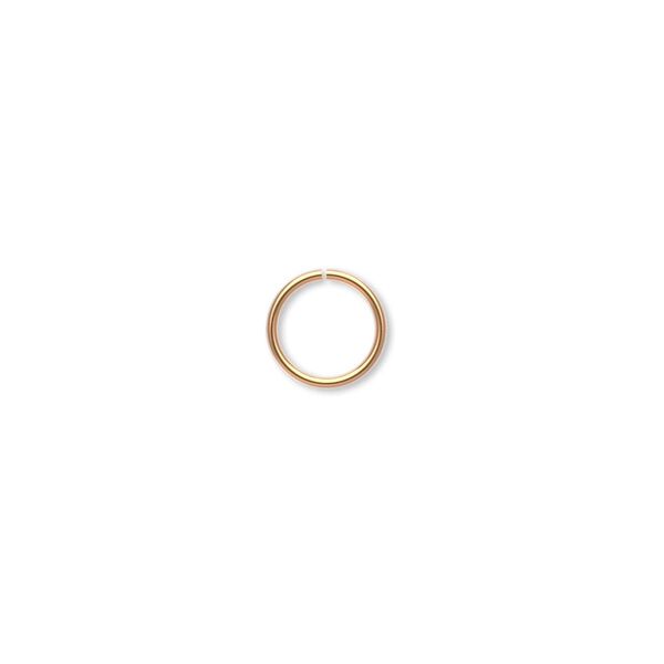 Jump ring, gold-plated brass, 8mm round, 6.4mm inside diameter, 20 gauge. Sold per pkg of 100. image number 0