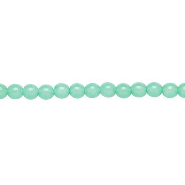 Bead, Czech dipped décor glass druk, opaque light turquoise blue, 4mm round. Sold per 15-1/2" to 16" strand. image number 0