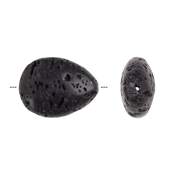 Lava rock 1pkg2, teardrop bead 20x15mm image number 0
