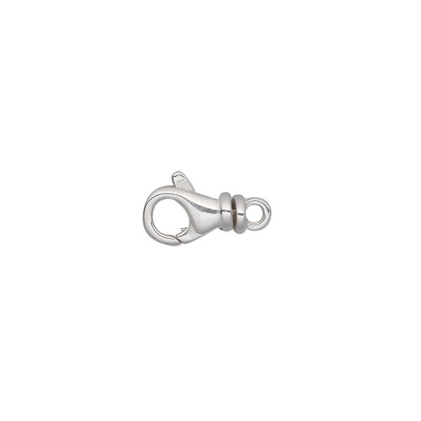 Clasp, lobster claw, sterling silver, 11x6mm rounded with swivel. Sold individually. image number 0