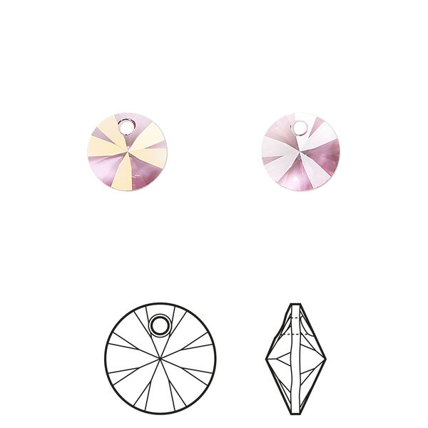 Drop 12pk dark rose, Crystal Passions® 8mm pendant mini disk 6428 image number 0