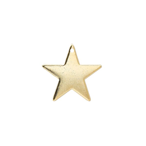 Charm, gold-plated brass, 17mm star. Sold per pkg of 10. image number 0