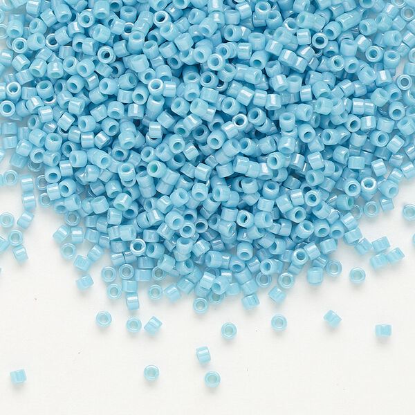 Seed bead, Delica®, glass, pkg/250g, #11 round, opaque glazed luster turquoise blue (DB-0218). image number 0