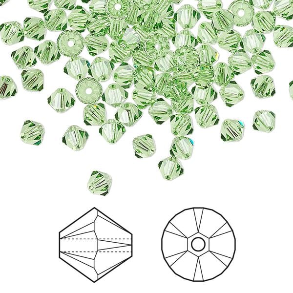 Bead 144pk peridot, Crystal Passions® 4mm bicone 5328 image number 0